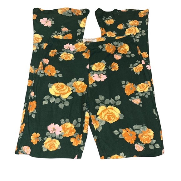 Floral Green Flare-Leg Leggings NWOT - Picture 1 of 4
